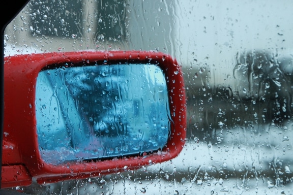 wet car window